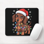Christmas Dachshund Lights Santa Hat Holiday Dog L マウスパッド (マウス)