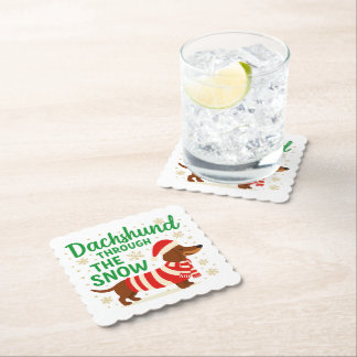 Christmas Dachshund Paper Coaster ペーパーコースター