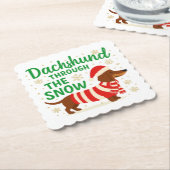 Christmas Dachshund Paper Coaster ペーパーコースター (アングル)