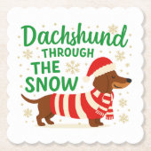 Christmas Dachshund Paper Coaster ペーパーコースター (正面)