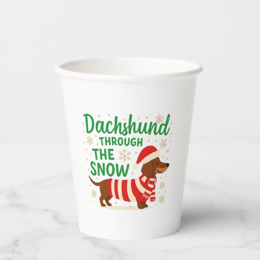Christmas Dachshund Paper Cups 紙コップ (正面)