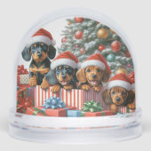 CHRISTMAS DACHSHUND PUPPIES SNOW GLOBE (正面)