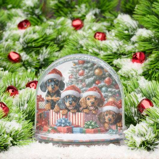 CHRISTMAS DACHSHUND PUPPIES SNOW GLOBE (クリスマス)
