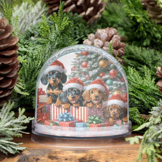 CHRISTMAS DACHSHUND PUPPIES SNOW GLOBE (冬)