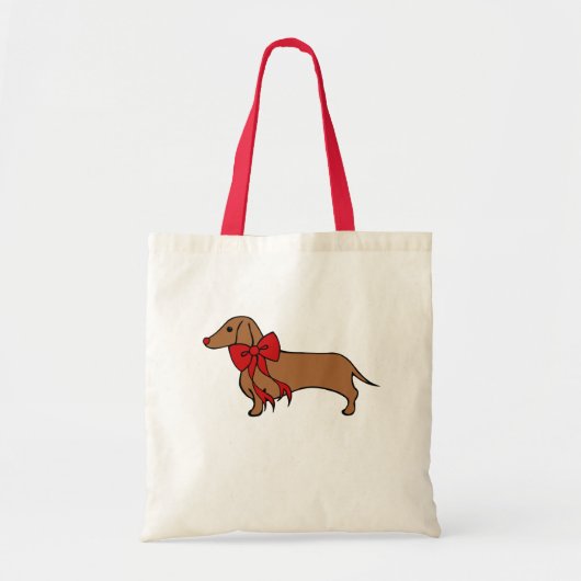  Christmas Dachshund Puppy Tote Gift Bag トートバッグ (正面)