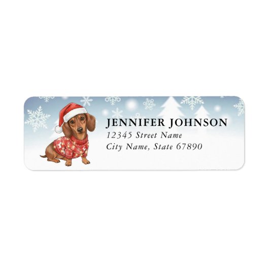 Christmas Dachshund Return Address Labels ラベル (正面)