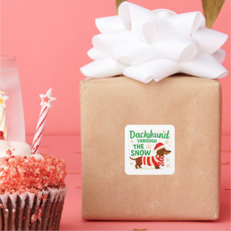 Christmas Dachshund Square Sticker スクエアシール