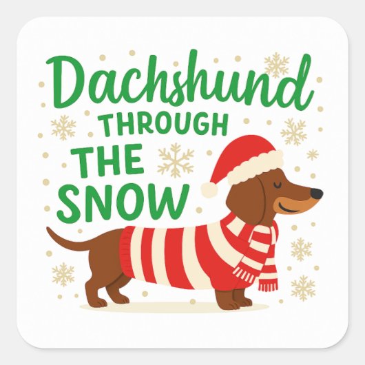 Christmas Dachshund Square Sticker スクエアシール (正面)