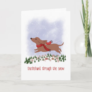 Christmas Dachshund Through the Snow カード