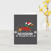 Christmas Dachshund Through The Snow Wiener Dog Sa カード (黄色い花)