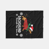 Christmas Dachshund Through The Snow Wiener Dog Sa フリースブランケット (正面(横))