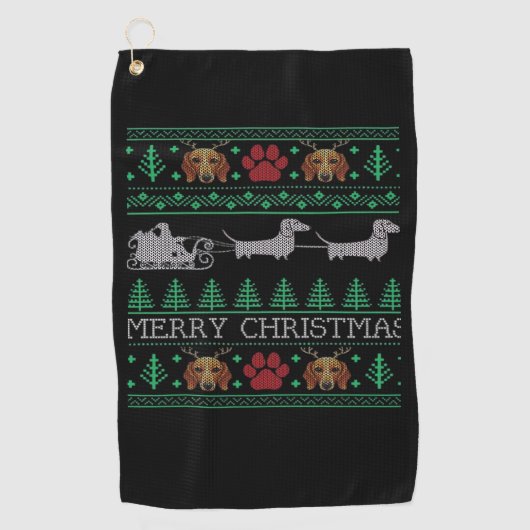 Christmas Dachshund Wiener Dog Dachshund Ugly Chri ゴルフタオル (正面)