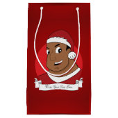 Christmas dad/ young man cartoon スモールペーパーバッグ (正面)