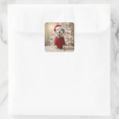 Christmas Dalmatian Dog In a Red Sweater スクエアシール (バッグ)