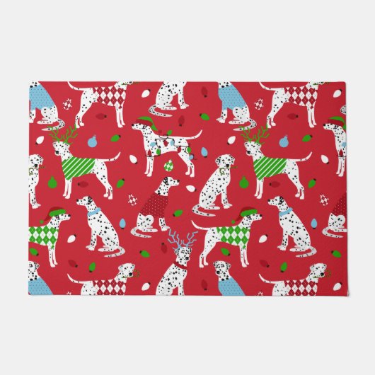 Christmas Dalmatian Doormat ドアマット (正面)