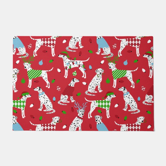 Christmas Dalmatian Doormat ドアマット (正面)