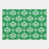 Christmas Damask Pattern on Custom Background ラッピングペーパーシート (正面3)