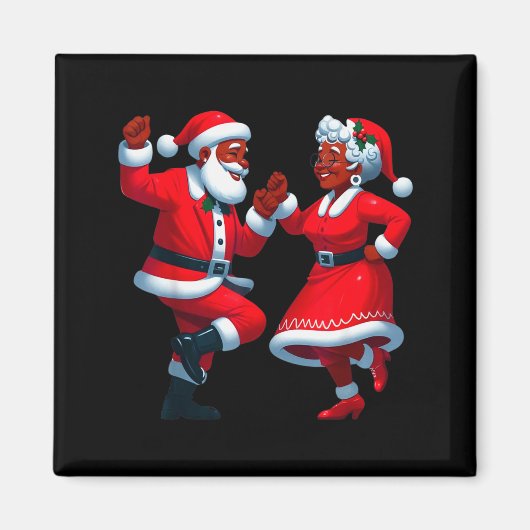 Christmas Dancing Black African American Santa Mrs マグネット (正面)