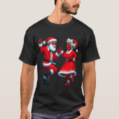 Christmas Dancing Black African American Santa Mrs Tシャツ (正面)