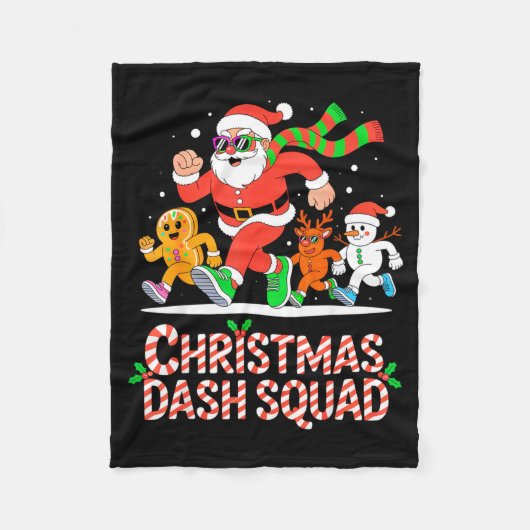 Christmas Dash Squad Running Runner Marathon Team フリースブランケット (正面)