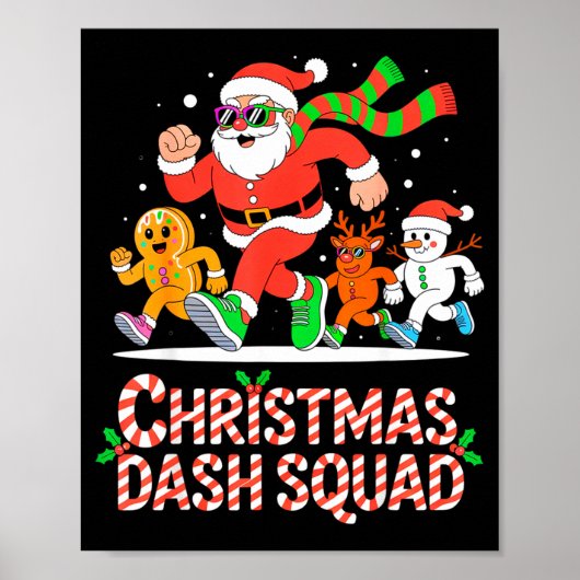 Christmas Dash Squad Running Runner Marathon Team  ポスター (正面)