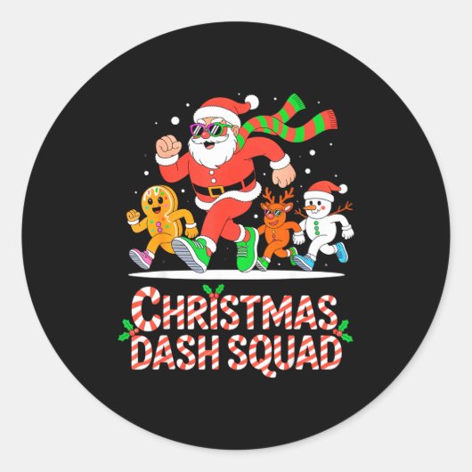 Christmas Dash Squad Running Runner Marathon Team  ラウンドシール (正面)