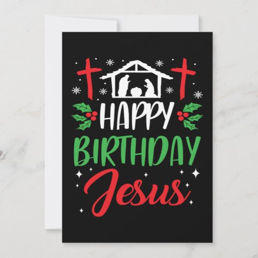 Christmas Day Happy Birthday Jesus Holiday Gift 招待状 (正面)