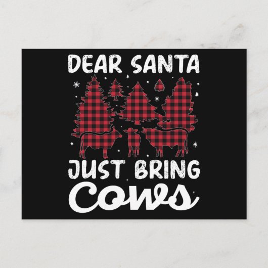 Christmas Dear Santa Bring The Cows Animal Farm ポストカード (正面)