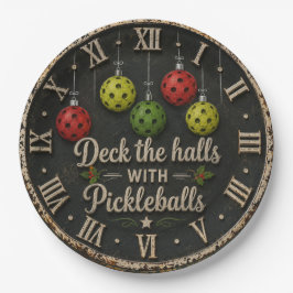 Christmas Deck the Halls with Pickleballs ペーパープレート