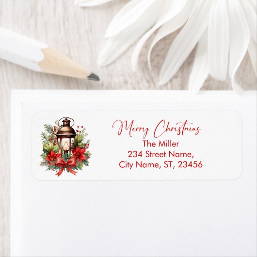 Christmas Decorated Lantern Merry Christmas ラベル (インサイチュ)