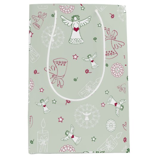 Christmas decoration, Colorful ,seamless pattern,  ミディアムペーパーバッグ (正面)