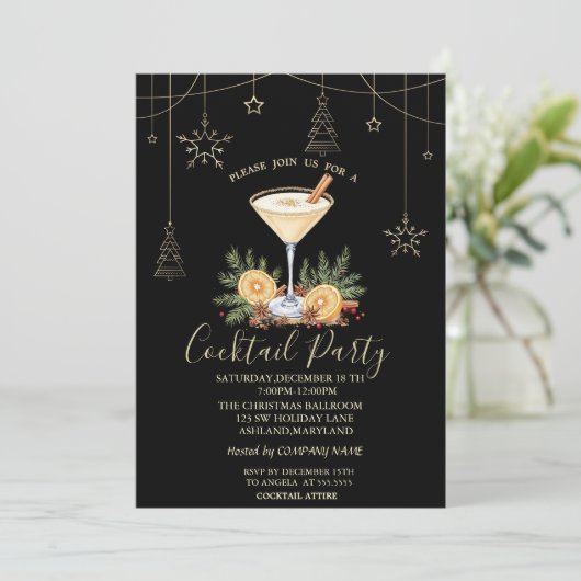 Christmas Decorations Cocktail Orange Christmas  招待状 (スタンド正面)