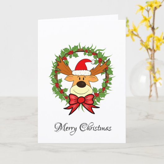 Christmas deer カード (黄色い花)