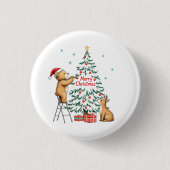 Christmas deer and bear 缶バッジ (正面)