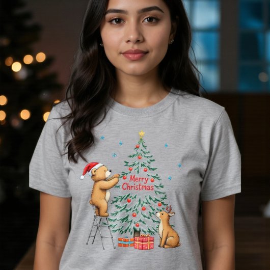 Christmas deer and bear tシャツ