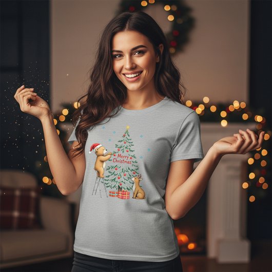 Christmas deer and bear tシャツ