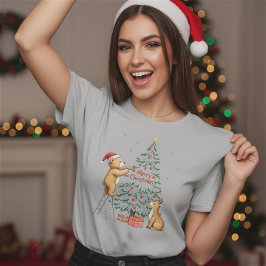 Christmas deer and bear tシャツ