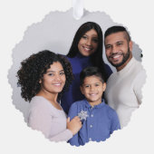 Christmas Deer Blue White Pine Trees Family Photo  オーナメントカード (裏面)