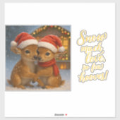 Christmas Deer Couple under Cozy Cabin Lights シール (シート)