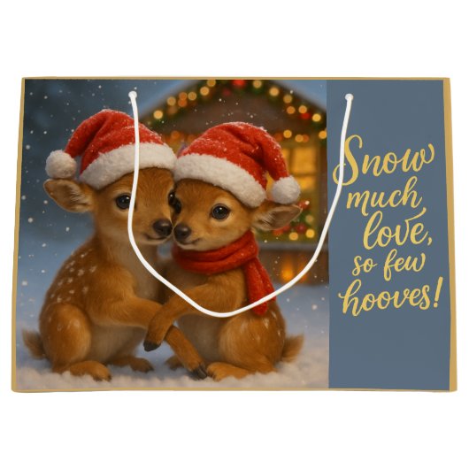 Christmas Deer Couple under Cozy Cabin Lights ラージペーパーバッグ (正面)