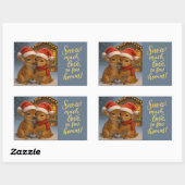 Christmas Deer Couple under Cozy Cabin Lights 長方形シール (シート)