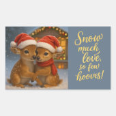 Christmas Deer Couple under Cozy Cabin Lights 長方形シール (正面)