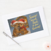 Christmas Deer Couple under Cozy Cabin Lights 長方形シール (封筒)