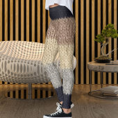 Christmas Deer Embroidery Wool Graphic Stripe Knit レギンス