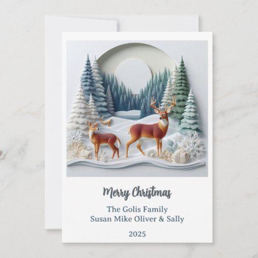 Christmas Deer Holiday Wildlife Personalized Card  シーズンカード (正面)