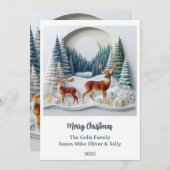 Christmas Deer Holiday Wildlife Personalized Card  シーズンカード (正面/裏面)