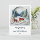 Christmas Deer Holiday Wildlife Personalized Card  シーズンカード (スタンド正面)