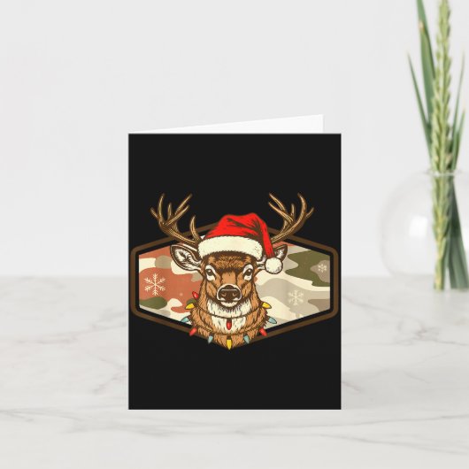 Christmas Deer Hunting Old School Camo, Xmas Hunti カード (正面)