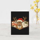 Christmas Deer Hunting Old School Camo, Xmas Hunti カード (黄色い花)