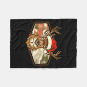 Christmas Deer Hunting Old School Camo, Xmas Hunti フリースブランケット (正面(横))